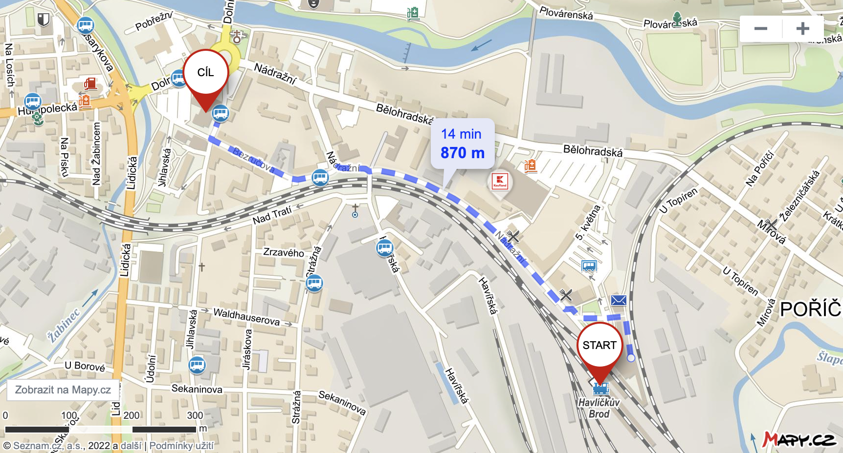 Mapa dojíždění